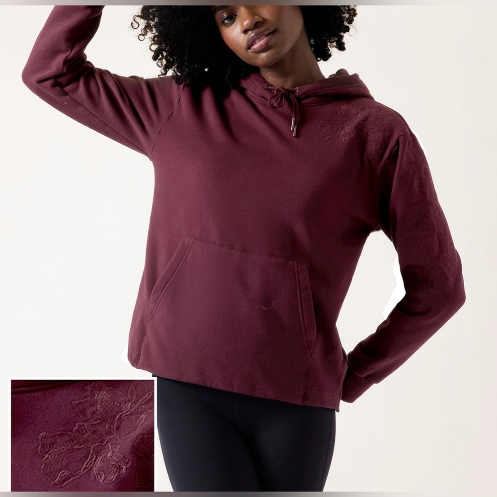 NEW NWT Athleta Retro Plush Hoodie Embroidered  XS Extra Small